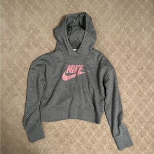 Nike Women's Heather Gray Hoodie with Pink Logo